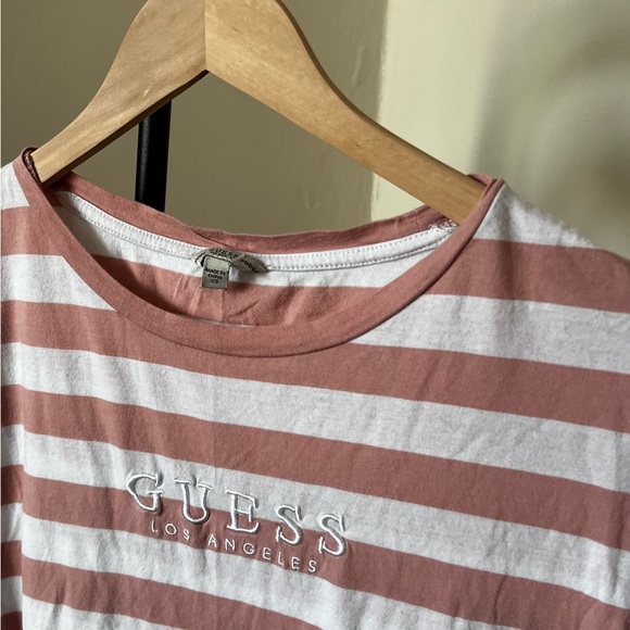 Guess Tops - GUESS Embroidered Striped Boxy Tee